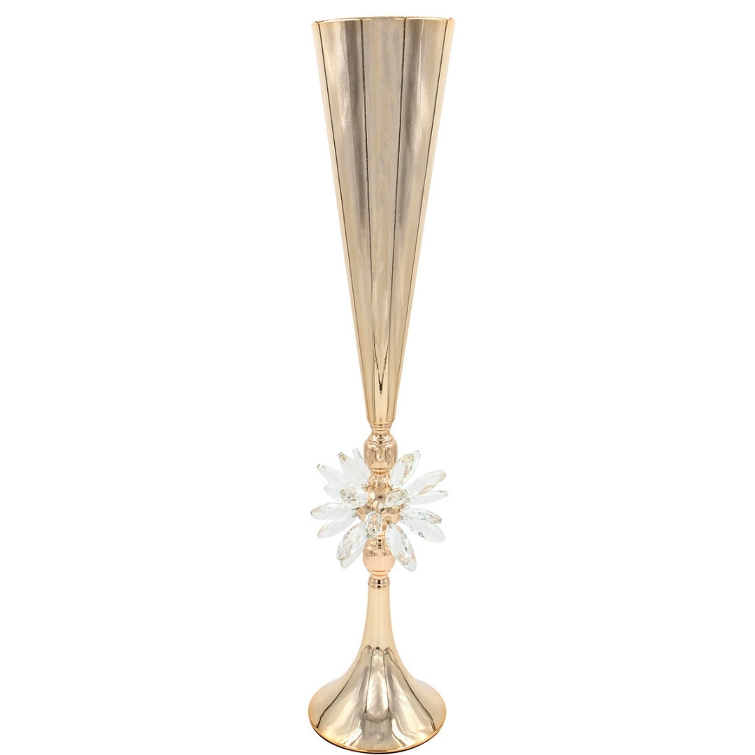 Centerpiece Stand - Gold Metal with Crystal Flower