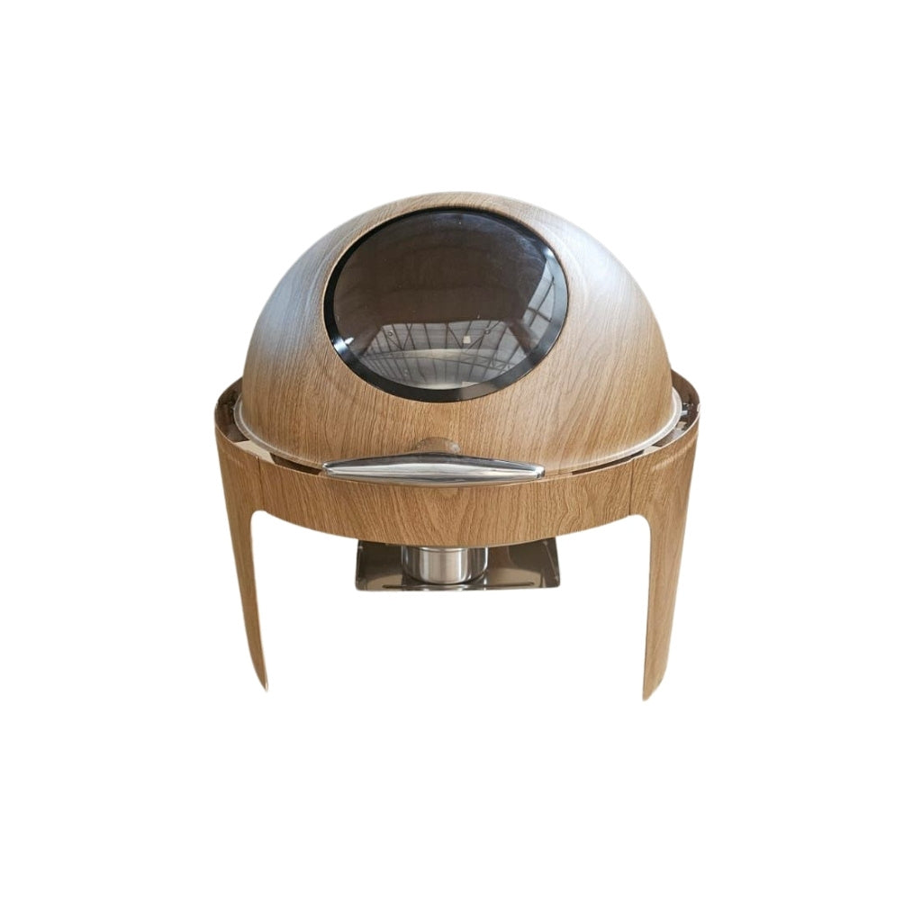 Chafing Dish - Roll Top With Window Wood Look