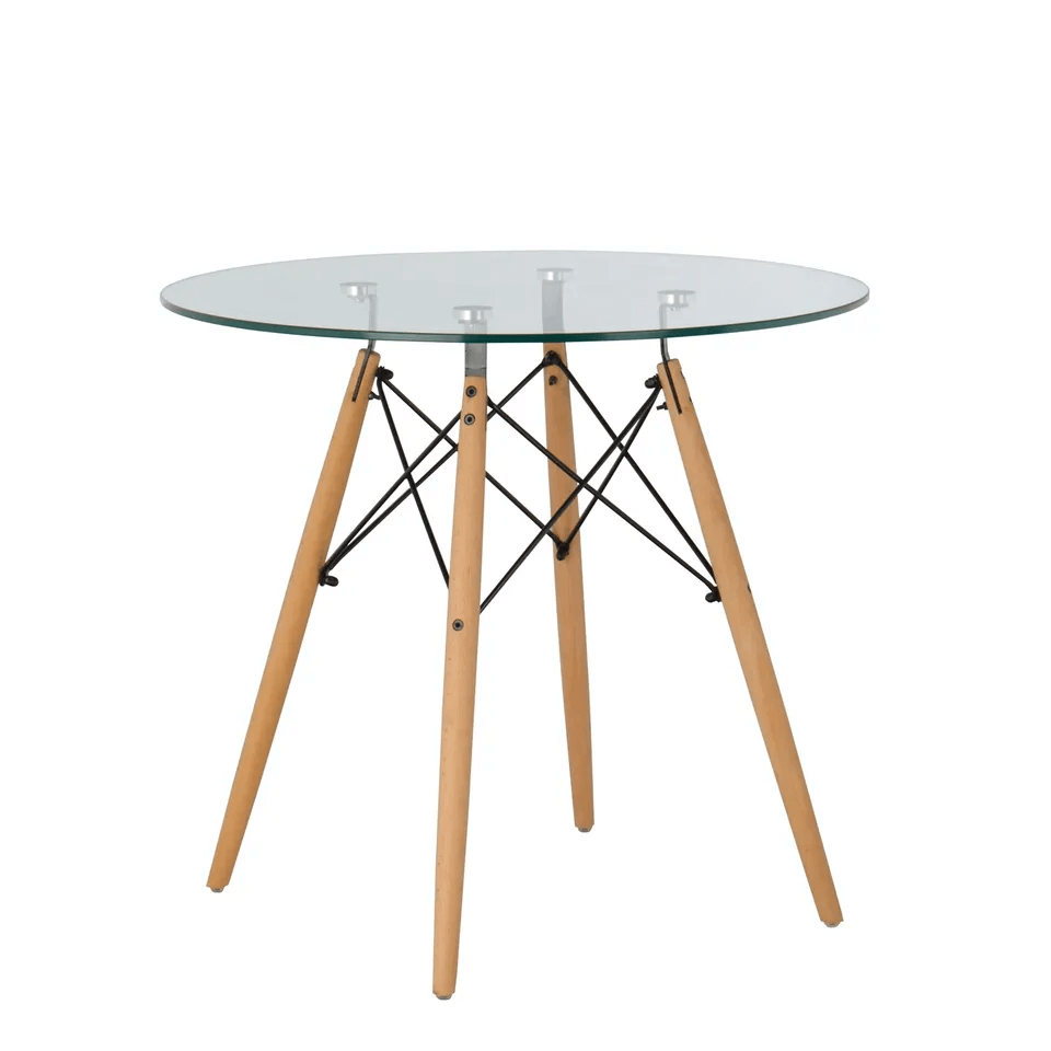 Emmy Table - Cafe Glass Top Round 80cm