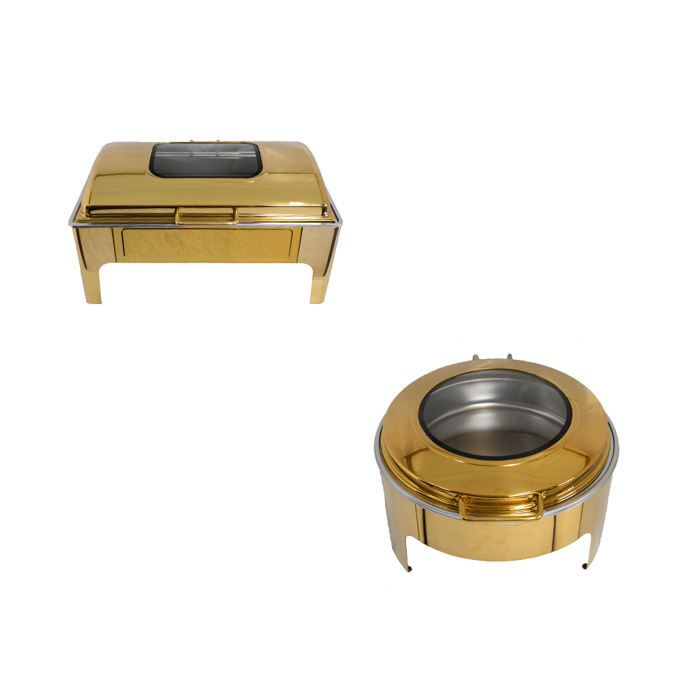 Chafing Dish - Flat Top with Small Window Gold
