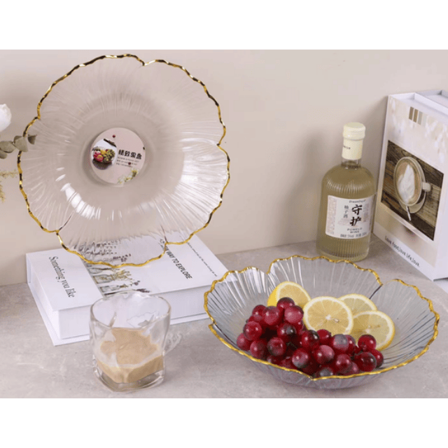Gold Rim Fruit Bowl - Plastic