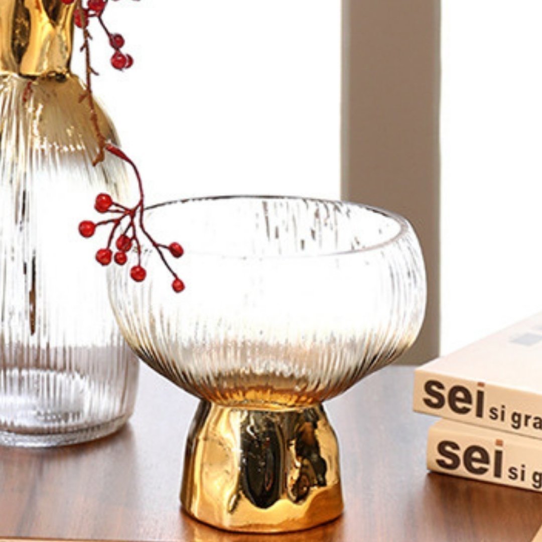 Mushroom Gold Base Glass Vase
