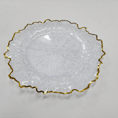 Underplates - Clear Plastic Leaf Gold Edge