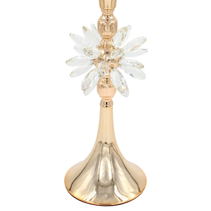 Centerpiece Stand - Gold Metal with Crystal Flower