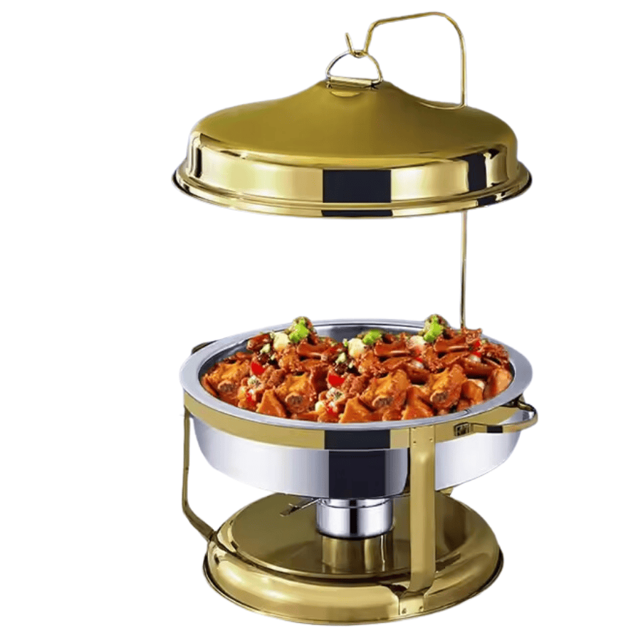 Chafing Dish - 9L Round Hanging Lid Gold