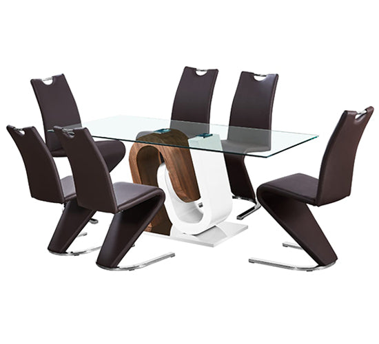 Dining Set - Glass Table + 6 Chairs