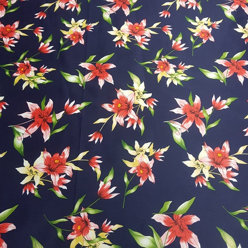 Printed Duchess Satin - Navy
