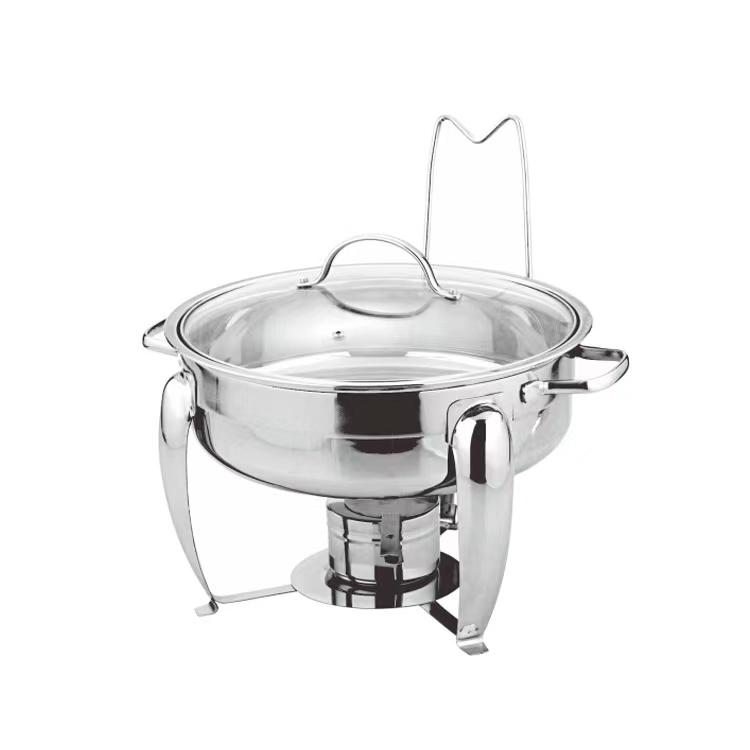 Chafing Dish - Glass Lid Thick Frame Silver