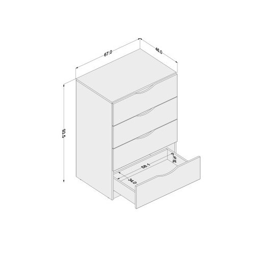 Chest of Drawers - 4 Drawer Easy Click