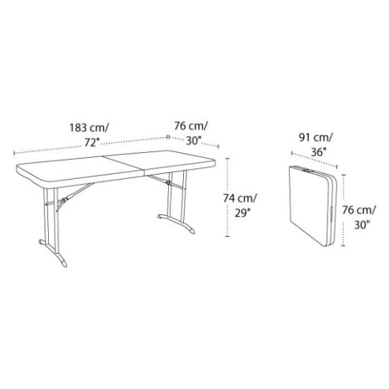 6 Seater Folding Rectangular Trestle Table 1.8m Red