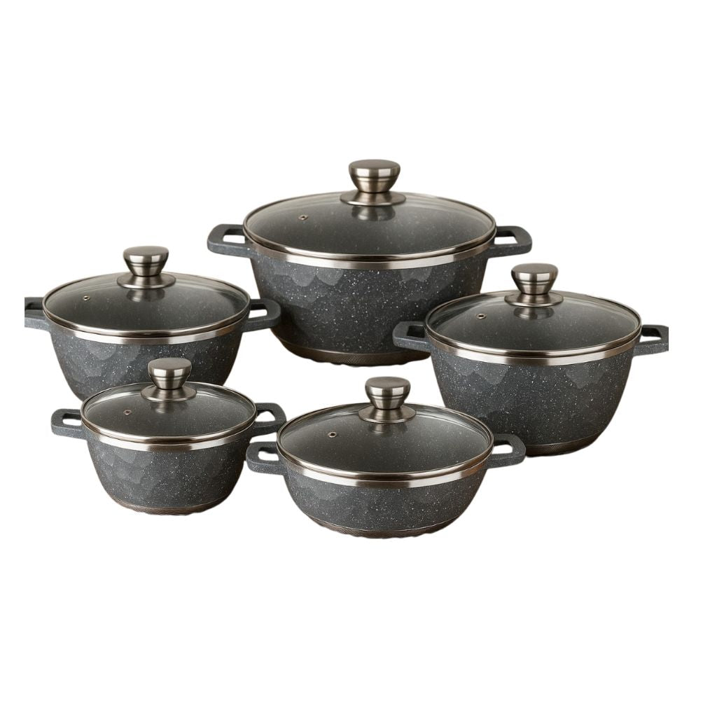 10 Piece Aluminium Pot Set - Moonrock