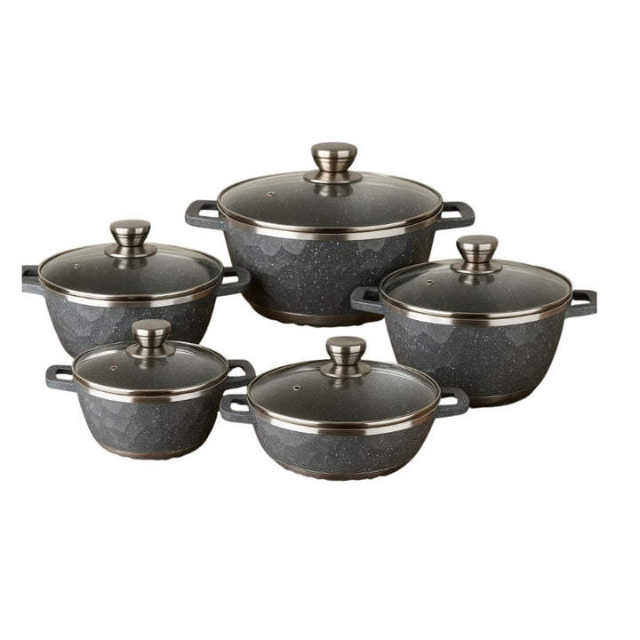 10 Piece Aluminium Pot Set - Moonrock