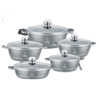 10 Piece Aluminum Pot Set – Granite Finish