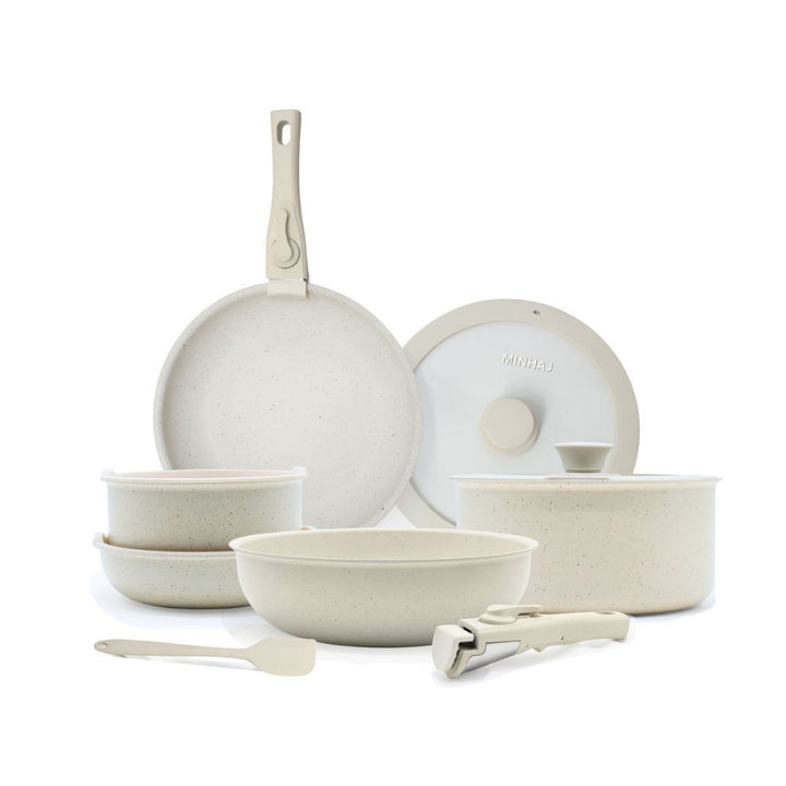 12pc Non Stick Cookware with Detachable Handles