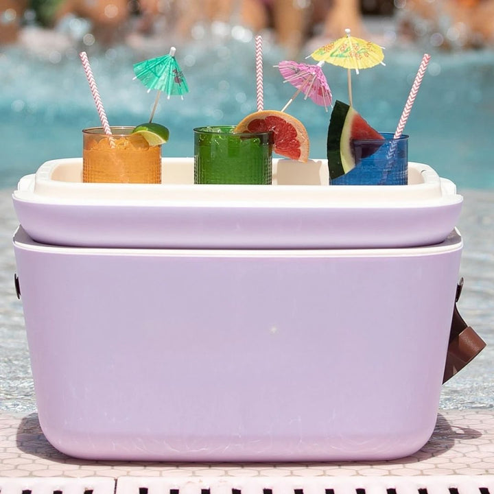 Portable Cooler Box with Leather Strap Handles - 20L