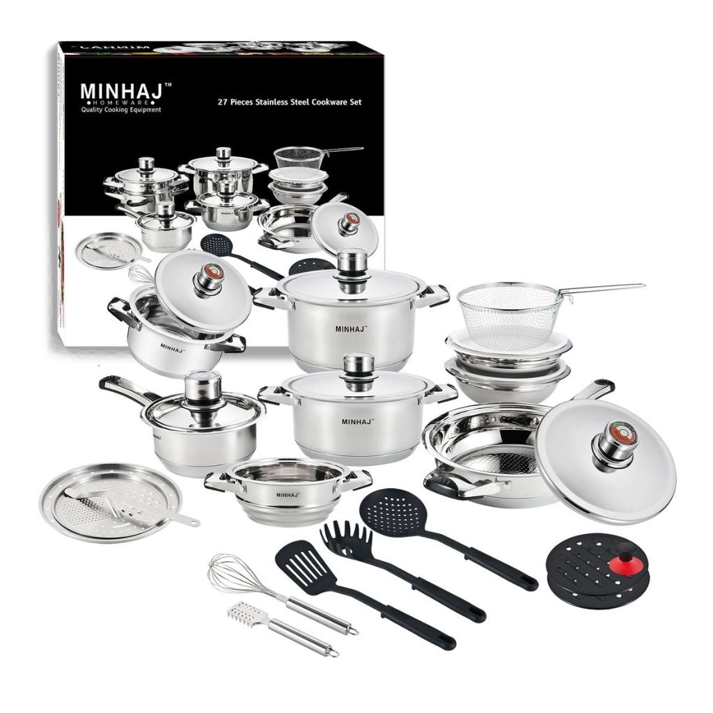 27pc Pot Set - Stainless Steel Heavy Bottom