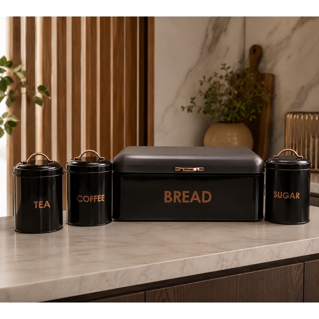 Bread Bin & Canister Set - 4pc 2 Tone