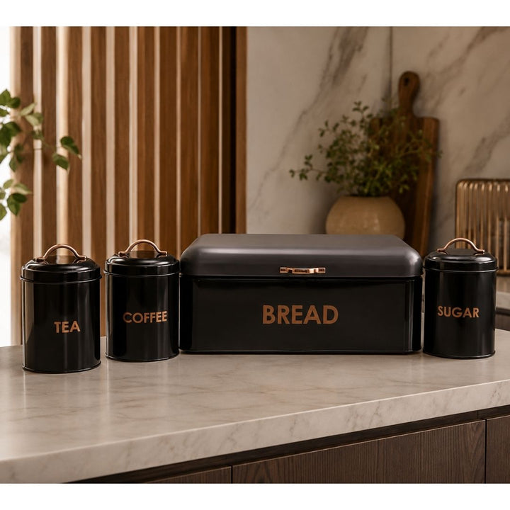 Bread Bin & Canister Set - 4pc 2 Tone