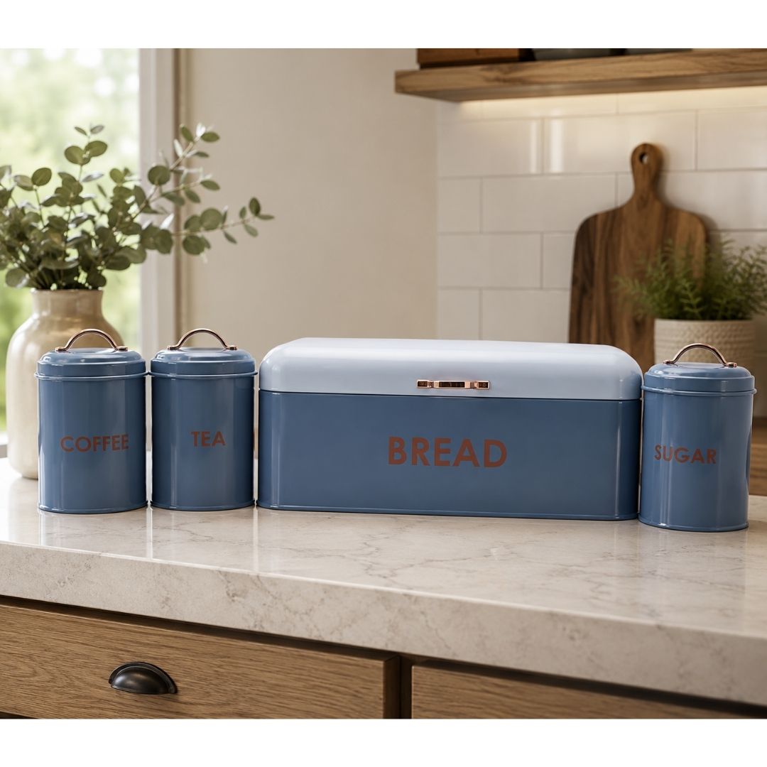 Bread Bin & Canister Set - 4pc 2 Tone