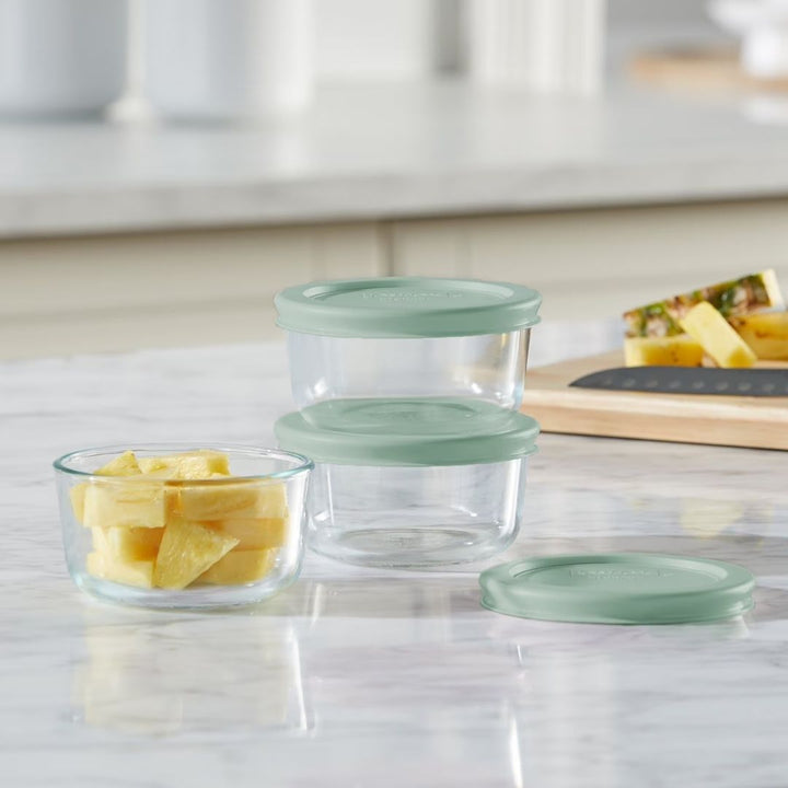 Round Glass Storage Set - Green - 3pc