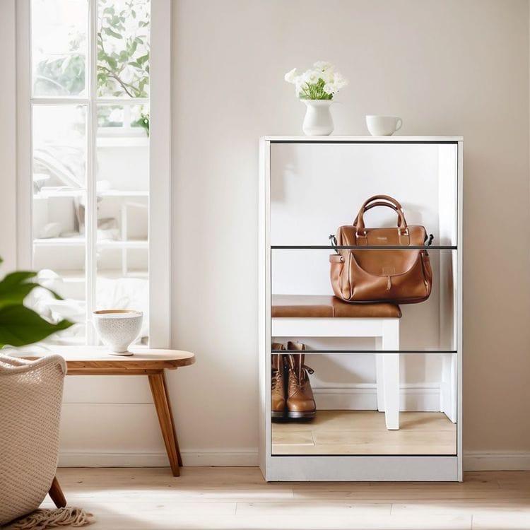 Shoe Cabinet - 3 Door Mirror