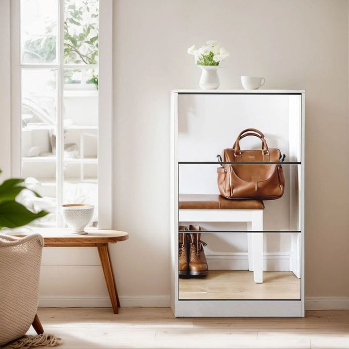 Shoe Cabinet - 3 Door Mirror