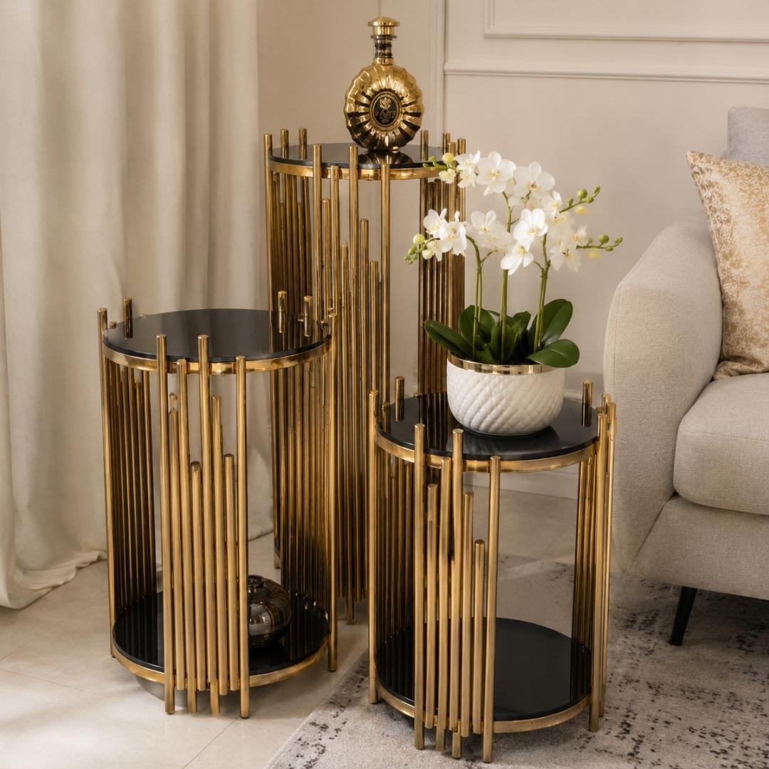 3pc Side Table Ceasar - Flower Stands Plinth Sets