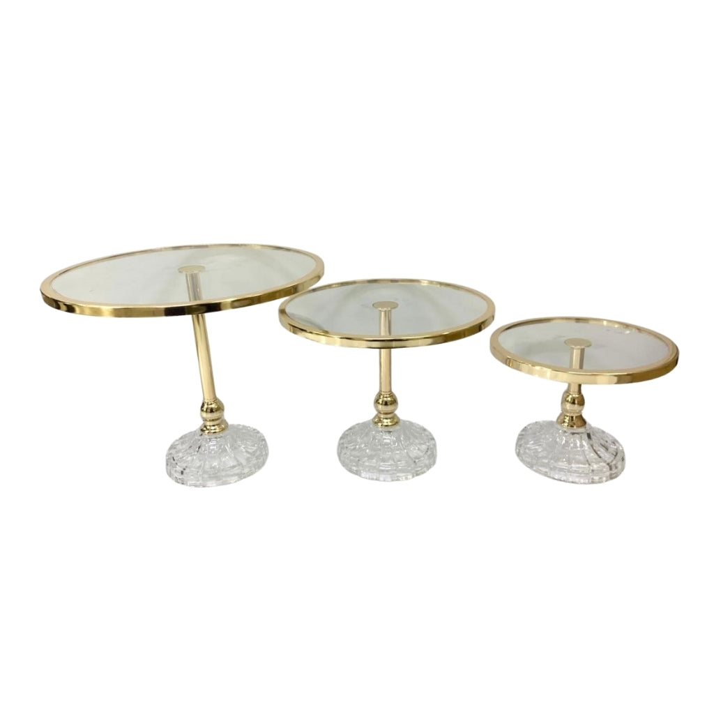Cake Stand - 3pc Gold Rim Stand Set