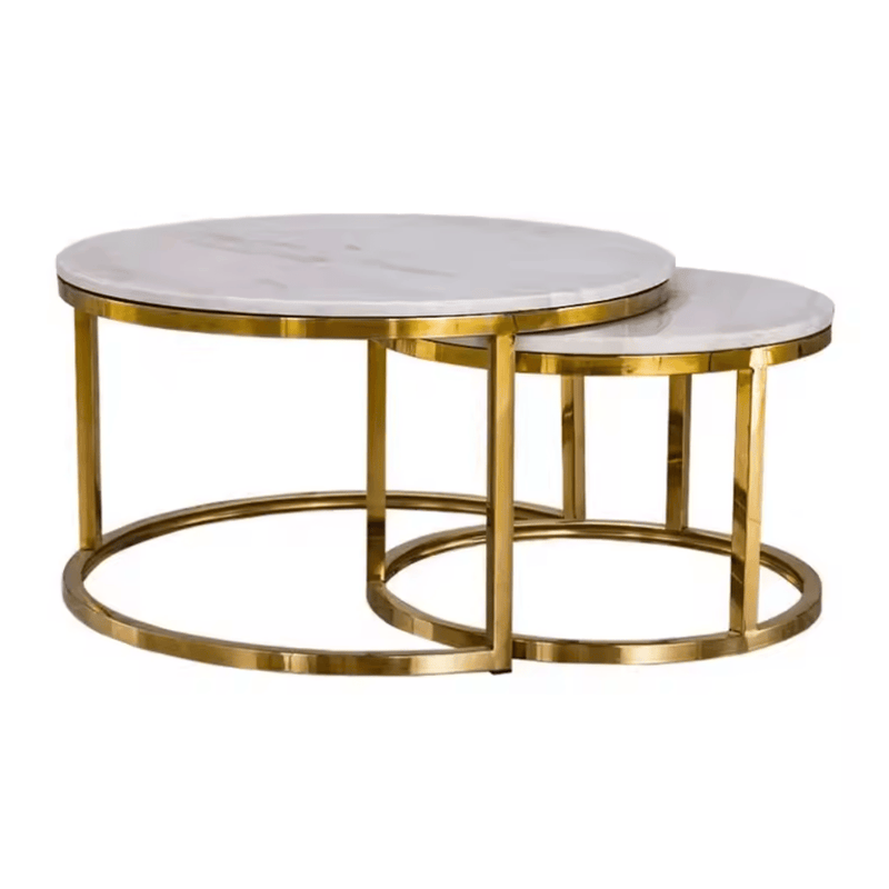 Coffee Table - Angela Nested 2pc Set Gold Frame