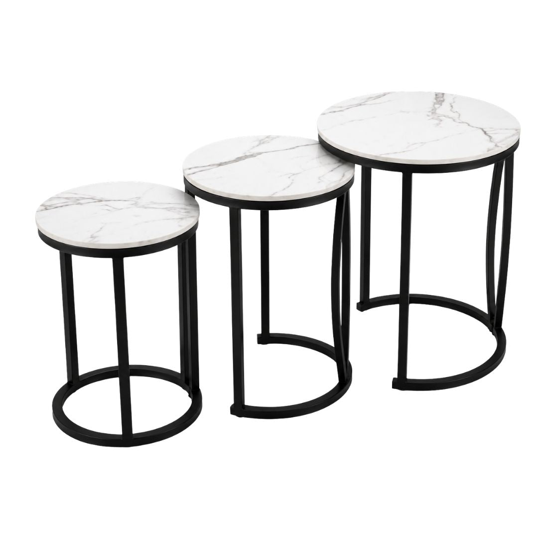 Side Tables - Bernice Nested 3pc Set - Black Frame