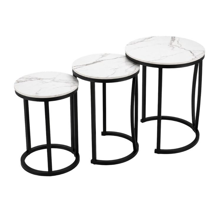 Side Tables - Bernice Nested 3pc Set - Black Frame