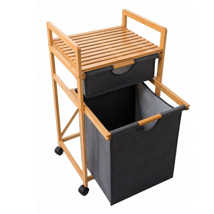 Bamboo Laundry & Storage Organizer with Shelf – 50cm