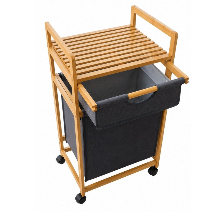 Bamboo Laundry & Storage Organizer with Shelf – 50cm