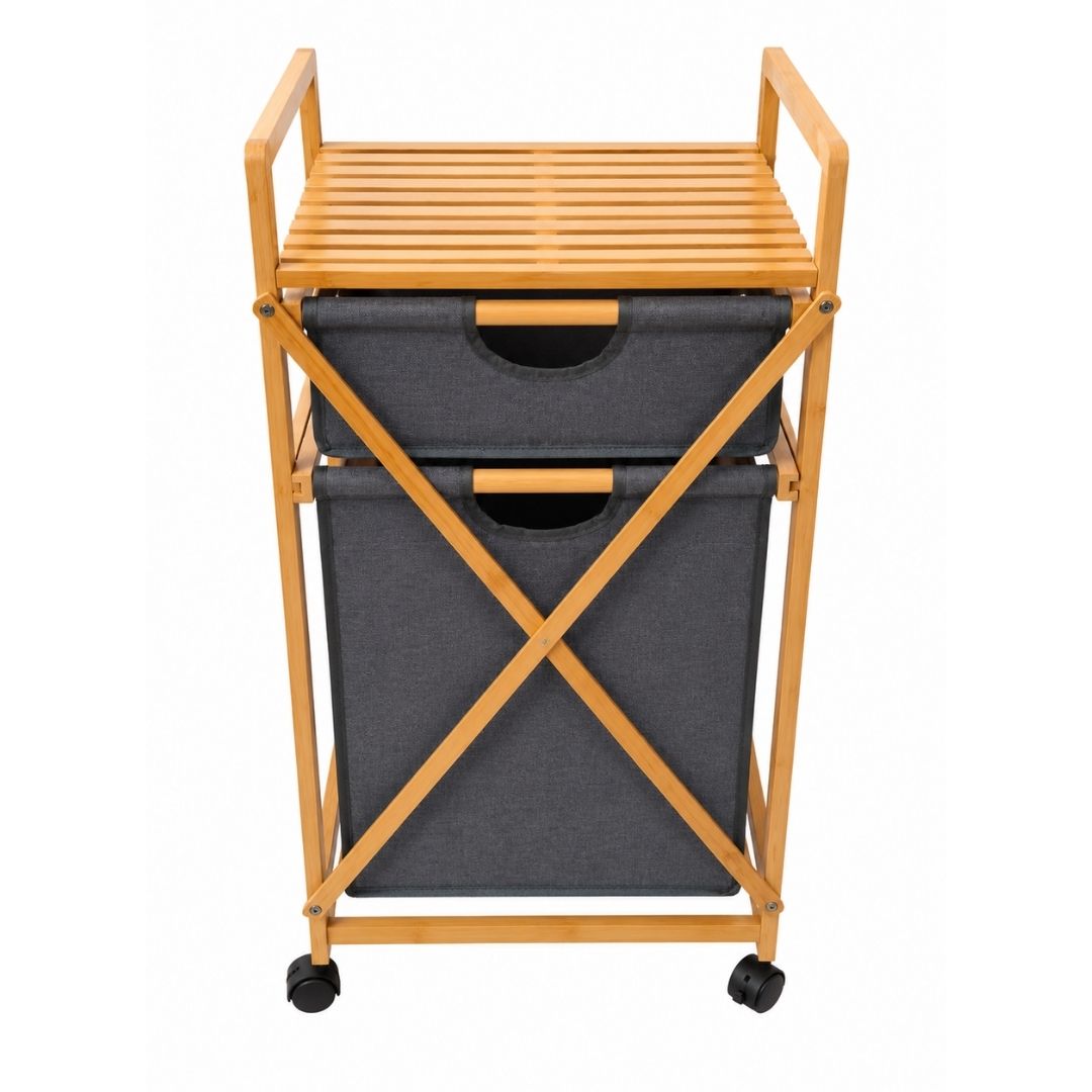 Bamboo Laundry & Storage Organizer with Shelf – 50cm