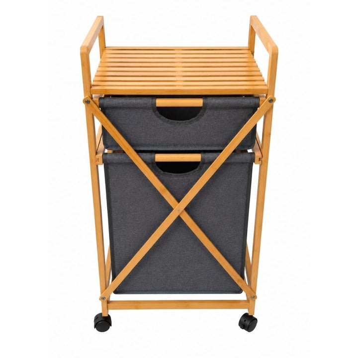 Bamboo Laundry & Storage Organizer with Shelf – 50cm