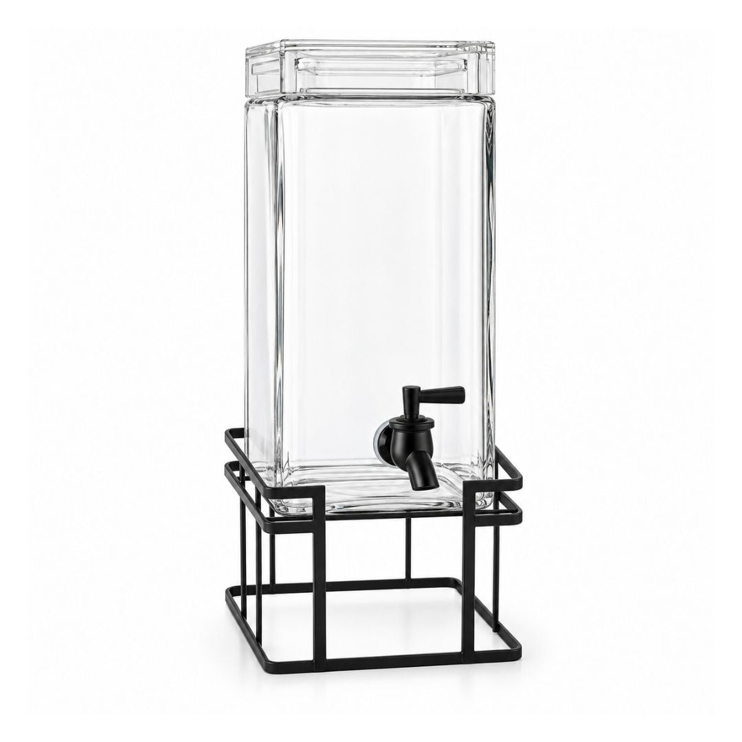 Beverage Dispenser - Galss Rectangular with Stand - 4L