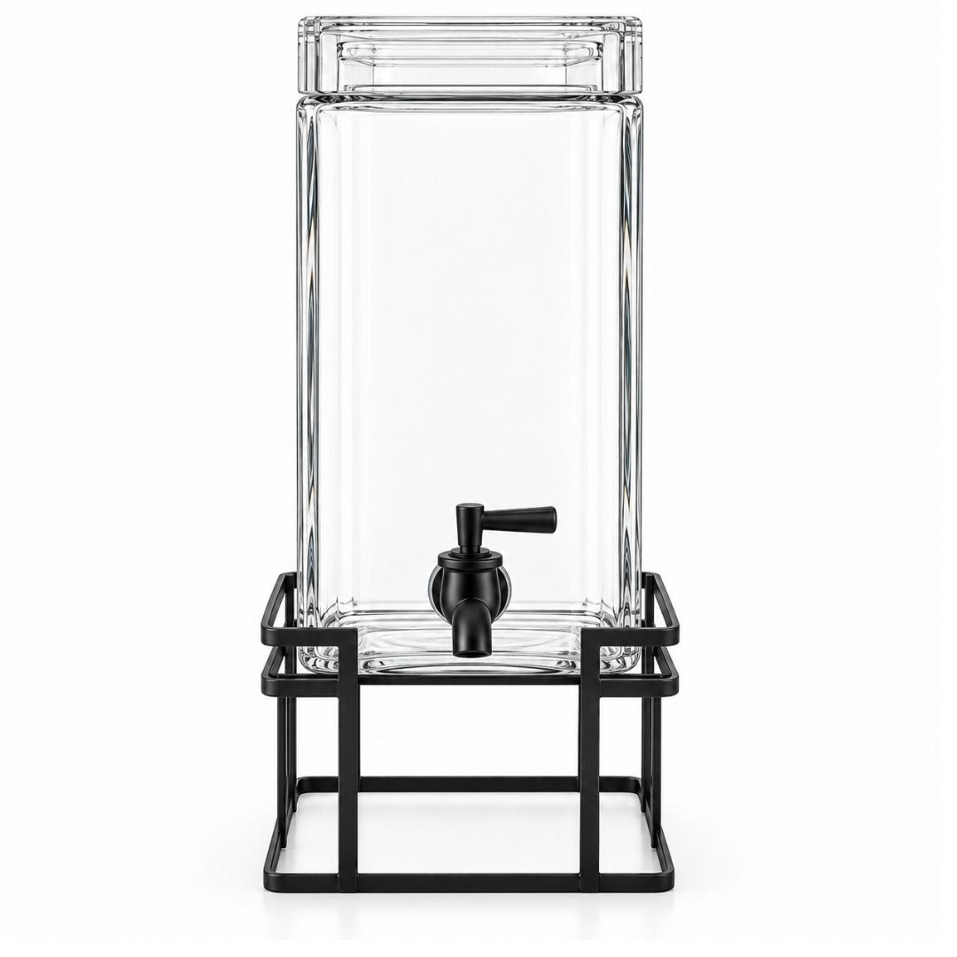 Beverage Dispenser - Galss Rectangular with Stand - 4L