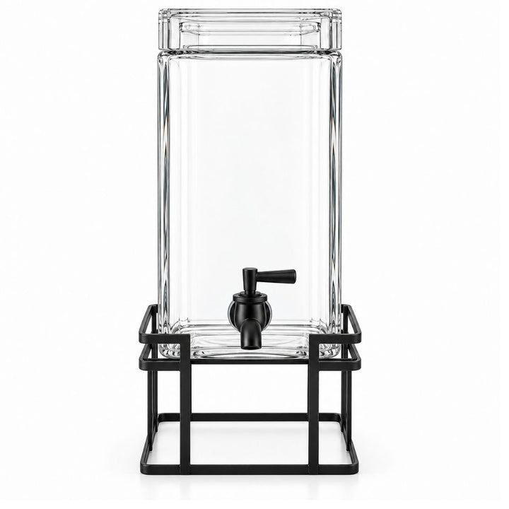 Beverage Dispenser - Galss Rectangular with Stand - 4L