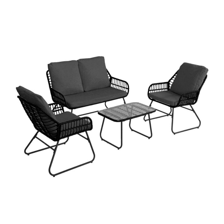 Bifanuo - 4 Piece Rattan Patio Set – Black
