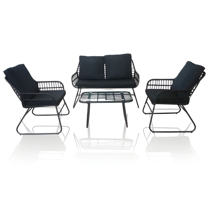 Bifanuo - 4 Piece Rattan Patio Set – Black