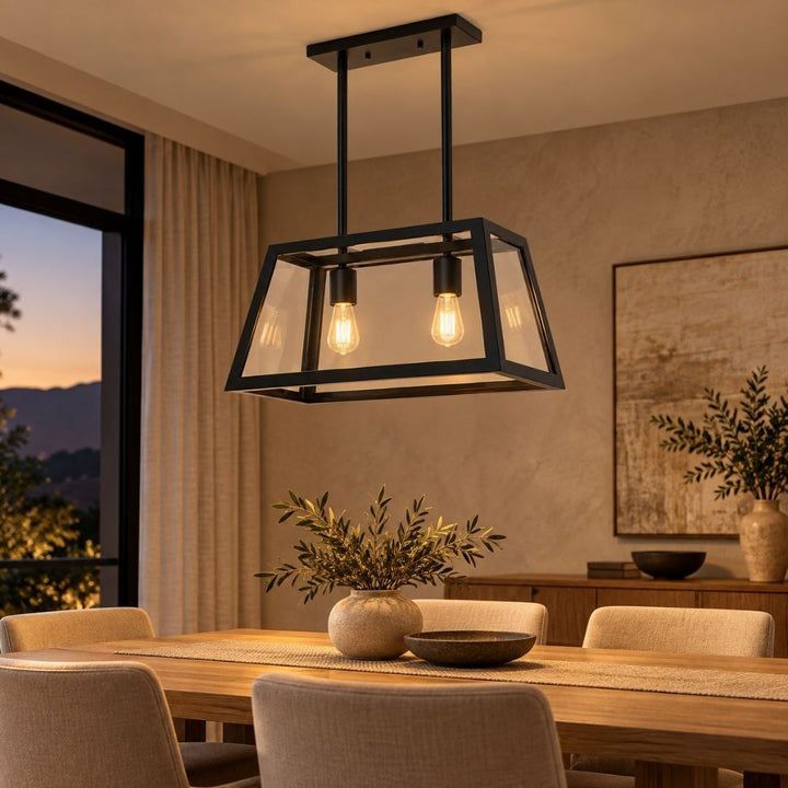Pendant Light - Black Rectangular Glass / PEN716