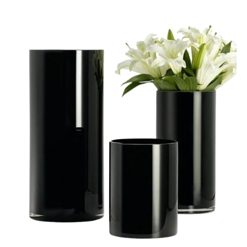 Cylinder Vases - Black Glass – Ahmeds Textiles