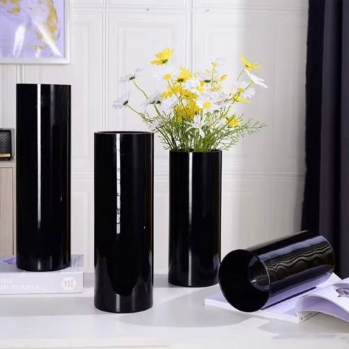 Cylinder Vases - Black Glass