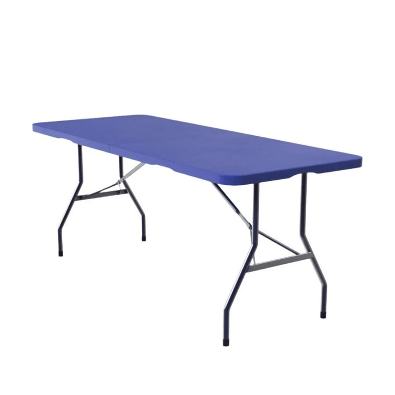 6 Seater Folding Rectangular Trestle Table 1.8m Blue