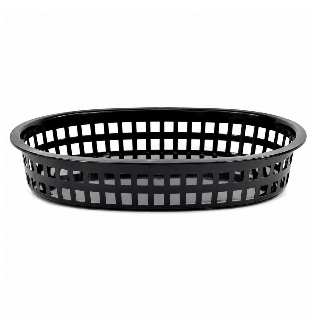 Oval Plastic Re-useable Serving Basket - Black