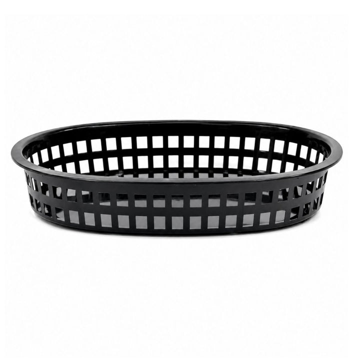Oval Plastic Re-useable Serving Basket - Black