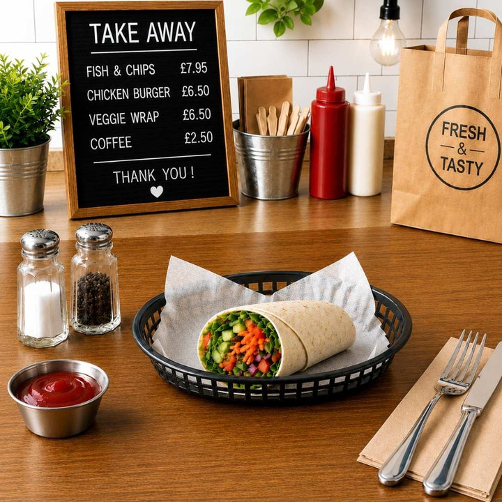 Oval Plastic Re-useable Serving Basket - Black