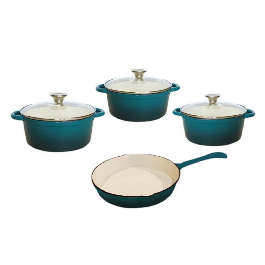 Cast Iron Pot Set - 7pc Continental Glass Lids