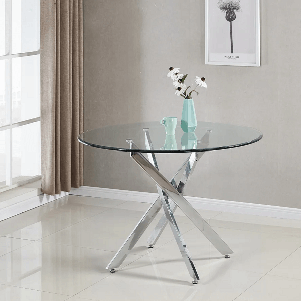 4 Seater Round Cafe Table - Clear Glass - DT725