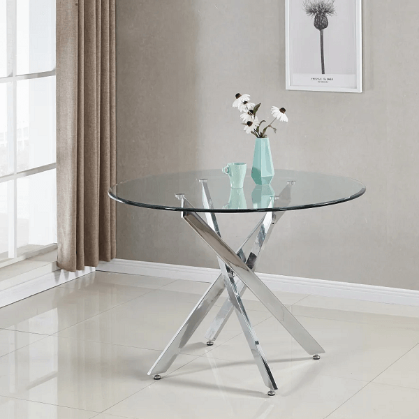 4 Seater Round Cafe Table - Clear Glass - C48